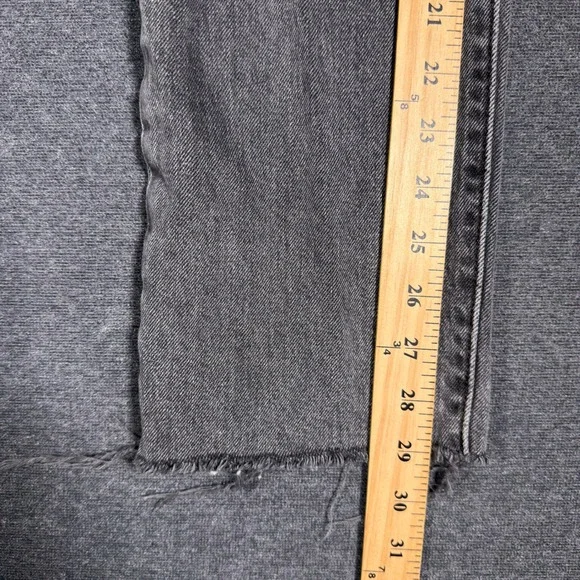 Levi's 501 Jeans Women Size 27 Gray Straight Leg Button Fly Raw Hem Denim Mom - Picture 10 of 11